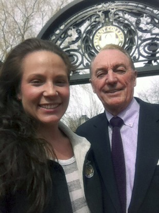 Student Ali Luthman snaps a selfie with the university's president (but not at graduation)