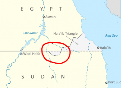 Bir Tawil (circled)