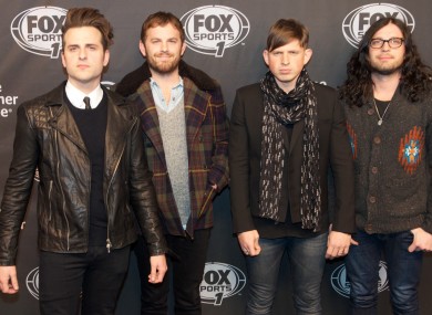 Kings of Leon, with injured drummer Nathan Followill on far right. 