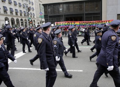 Protesters at last year's St Patrick's Day Parade in New York. 