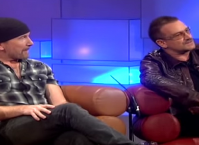 Bono and the Edge on The Late Late Show in 2009. 