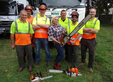 Amanda Brunker and a large chainsaw.