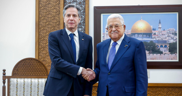 Antony Blinken meets head of Palestinian Authority as Israel continues to bombard Gaza