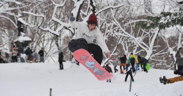Weather warning for 40m people and snowboarding in Central Park as record snowstorm hits US